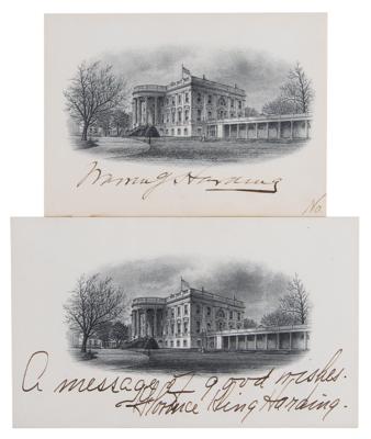 Lot #80 Warren G. and Florence Harding (2) Signed Engravings with Ephemera - Image 1