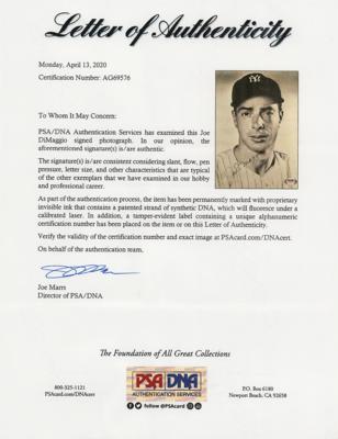 Lot #891 Joe DiMaggio Signed Photograph - Image 2