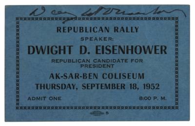 Lot #65 Dwight D. Eisenhower Signed Ticket - Image 1