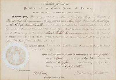 Lot #11 Andrew Johnson Document Signed - Image 2