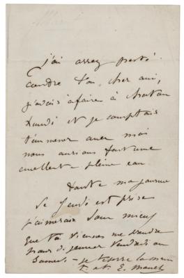 Lot #524 Edouard Manet Autograph Letter Signed