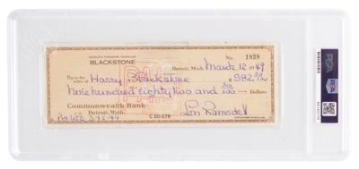 Lot #727 Harry Blackstone, Sr. Endorsed Check - PSA GEM MT 10 - Image 2