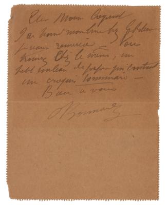 Lot #535 Pierre Bonnard Autograph Letter Signed - Image 1