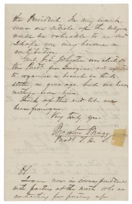 Lot #411 Braxton Bragg Autograph Letter Signed Twice - Image 3
