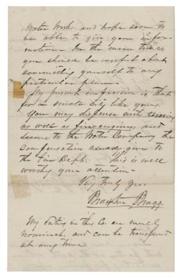 Lot #411 Braxton Bragg Autograph Letter Signed Twice - Image 4
