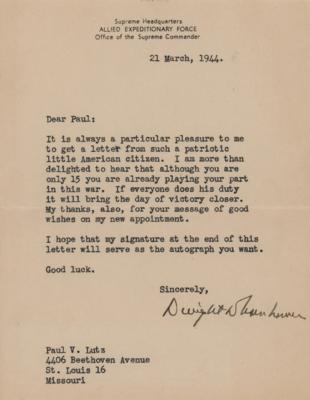 Lot #63 Dwight D. Eisenhower Typed Letter Signed