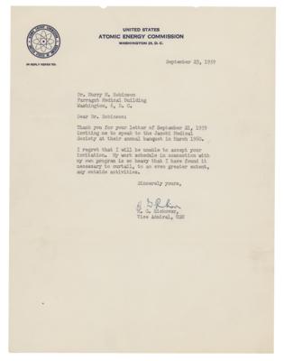 Lot #442 Hyman G. Rickover Typed Letter Signed - Image 1