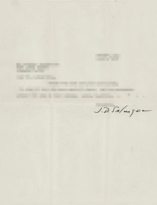Lot #578 J. D. Salinger Typed Letter Signed