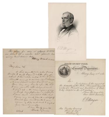 Lot #336 New York Governors: Horatio Seymour and Edwin D. Morgan (2) Autograph Letters Signed - Image 1
