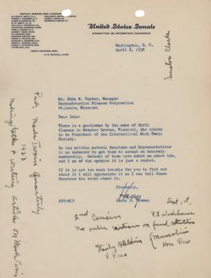 Lot #138 Harry S. Truman Typed Letter Signed
