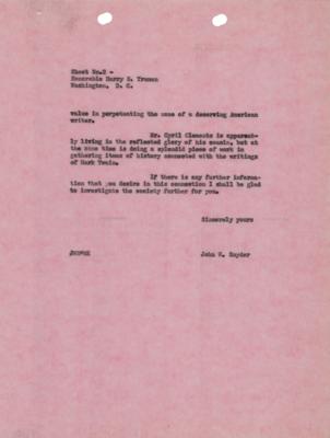 Lot #138 Harry S. Truman Typed Letter Signed - Image 3