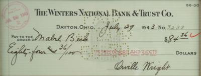 Lot #460 Orville Wright Signed Check - Image 2