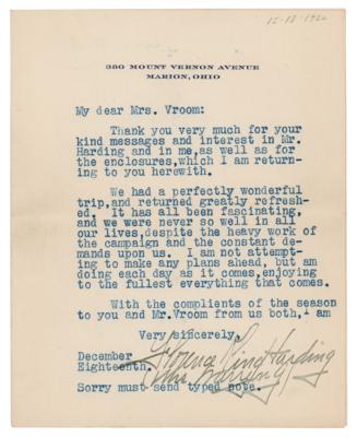 Lot #77 Florence Kling Harding Typed Letter Signed