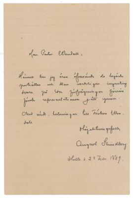 Lot #608 August Strindberg Autograph Letter Signed