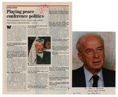 Lot #205 Yasser Arafat and Yitzhak Rabin (2) Signed Photographs - Image 1