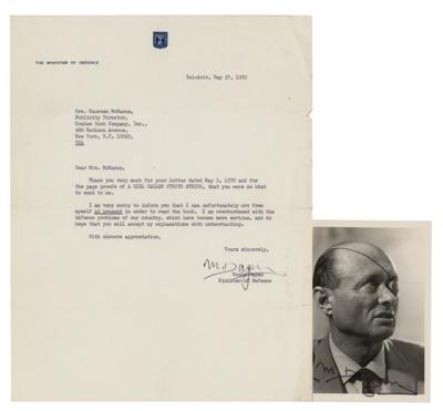 Lot #250 Moshe Dayan Signed Photograph and Typed Letter Signed - Image 1