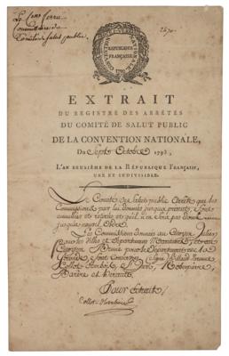 Lot #241 Jean-Marie Collot d'Herbois Document