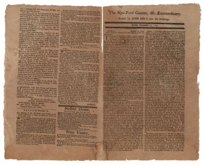 Lot #153 John Hancock: The New-York Gazette, &c. Extraordinary Mentioning the Repeal of the Stamp Act - Image 1