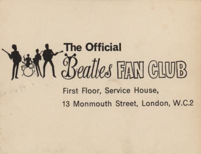 Lot #617 Beatles Signed Fan Club Promo Card - Image 2
