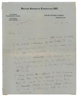 Lot #191 Robert Falcon Scott Autograph Letter Signed