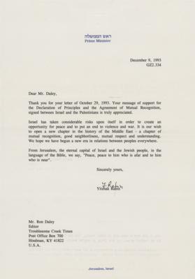 Lot #362 Yitzhak Rabin Typed Letter Signed - Image 1