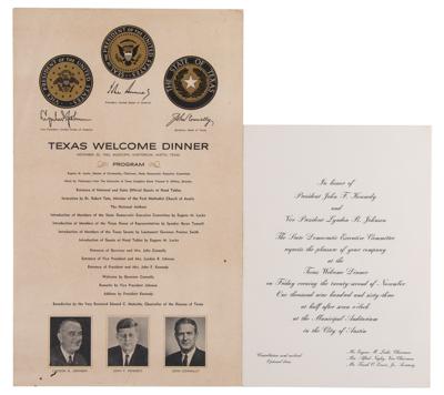 Lot #95 John F. Kennedy: Texas Welcome Dinner Invitation and Program - Image 1