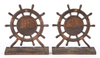 Lot #410 USS Constitution Relic Bookends - Image 1