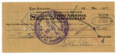 Lot #869 Orson Welles Signed Check - Image 1