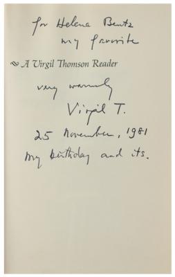 Lot #642 Virgil Thomson Signed Book - Image 2