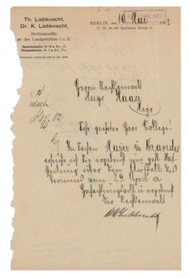 Lot #184 Karl Liebknecht Letter Signed - Image 1
