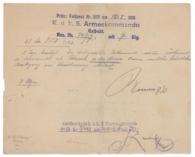 Lot #419 Svetozar Boroevic Letter Signed - Image 1