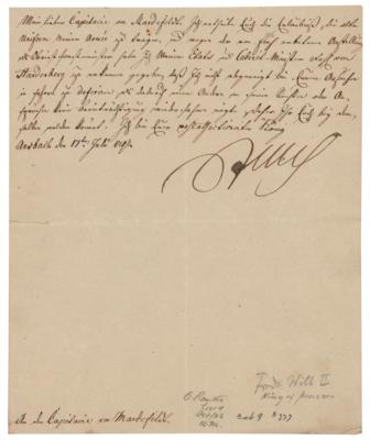 Lot #304 King Frederick William II of Prussia Letter Signed - Image 1