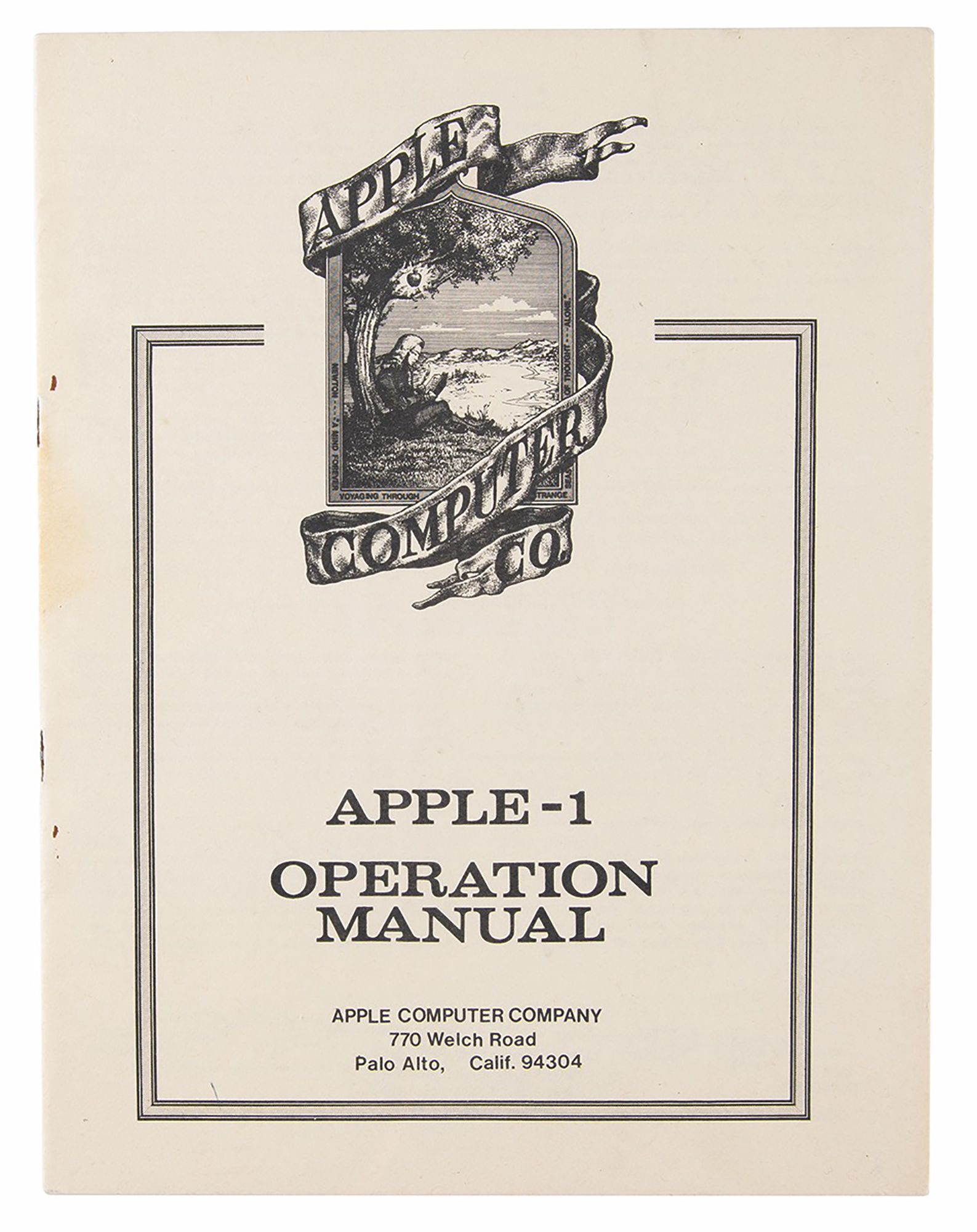 Lot #8025 Apple-1 Computer Operation Manual