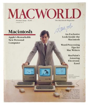 Lot #8030 Steve Jobs Signed Issue of Macworld #1 - Image 1