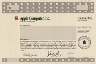 Lot #8044 Apple Stock Certificate
