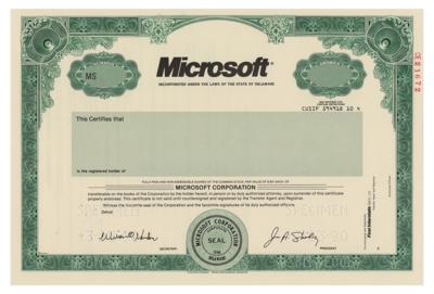 Lot #8064 Microsoft Stock Certificate
