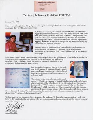 Lot #8026 Steve Jobs Apple Business Card (c. 1978-79) - Image 2