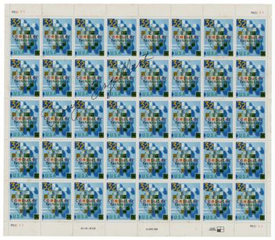 Lot #8006 Douglas Engelbart Signed Stamp Block - Image 2