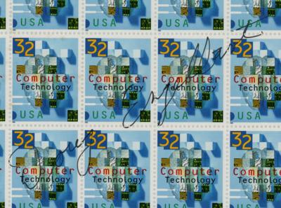 Lot #8006 Douglas Engelbart Signed Stamp Block - Image 3