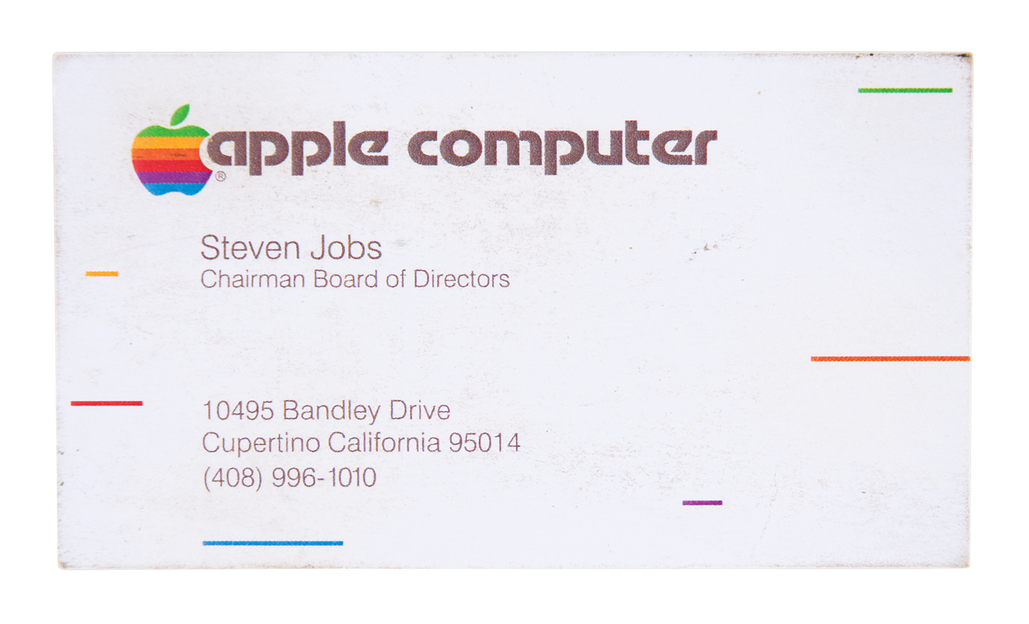 Lot #8027 Steve Jobs Apple Business Card (c. 1983)