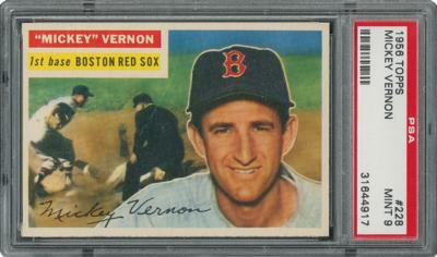 Lot #1059 1956 Topps #228 Mickey Vernon - PSA MINT 9 - Four Higher! - Image 1