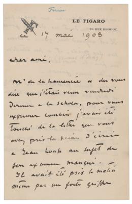 Lot #653 Jean-Louis Forain Autograph Letter Signed - Image 1