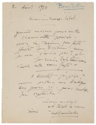 Lot #647 Antoine Bourdelle Autograph Letter Signed - Image 1