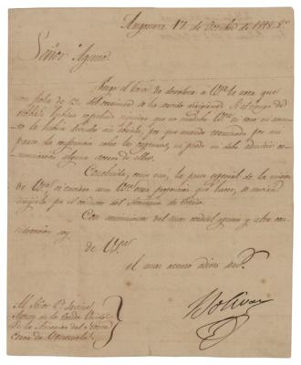 Lot #183 Simon Bolivar Letter Signed