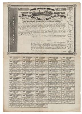 Lot #381 Mississippi and Atlantic Railroad Company 1854 Bond - Image 1