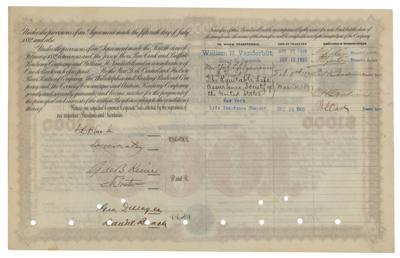 Lot #486 William K. Vanderbilt and Chauncey Depew Signed Pine Creek Railway Company Bond - Image 2