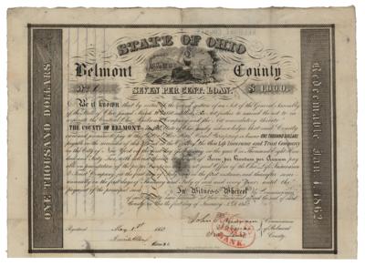 Lot #403 State of Ohio, Belmont County 1852 Bond - Image 1