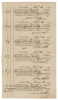 Lot #260 Connecticut Uncut Treasury Office Pay Order Sheet Signed by Peter Colt  - Image 1