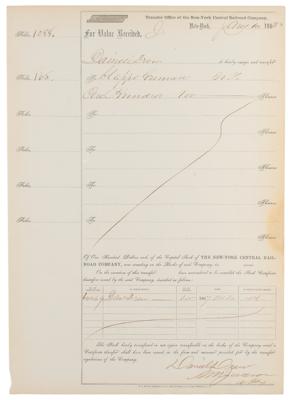 Lot #397 New York Central Railroad Company Stock Transfer Receipt - Image 1