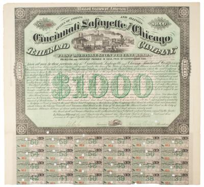 Lot #246 Cincinnati, Lafayette and Chicago Railroad Company Mortgage Bond - Image 1